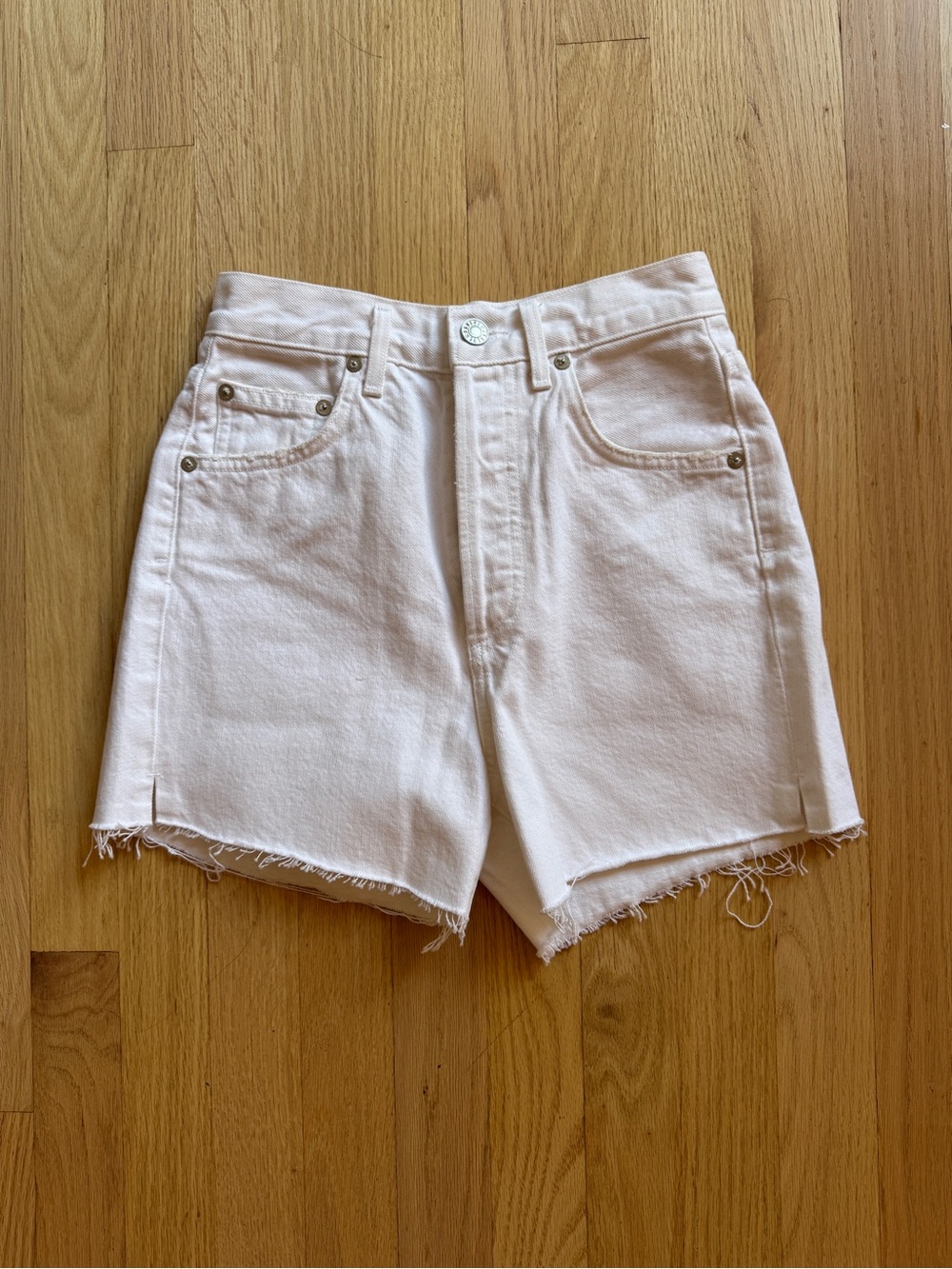 NWT Agolde Dee High-Rise Denim Short Oyster White 23